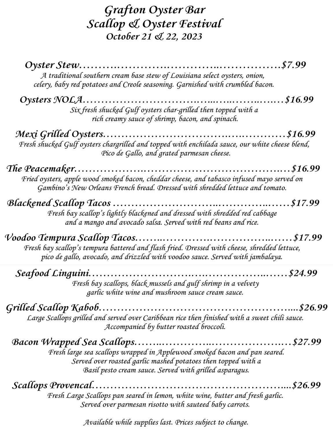 grafton-oyster bar current fest menu